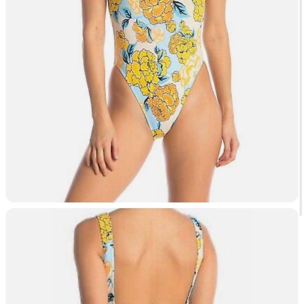 THE BIKINI LAB women's one piece floral padded yellow swimsuit Size S,